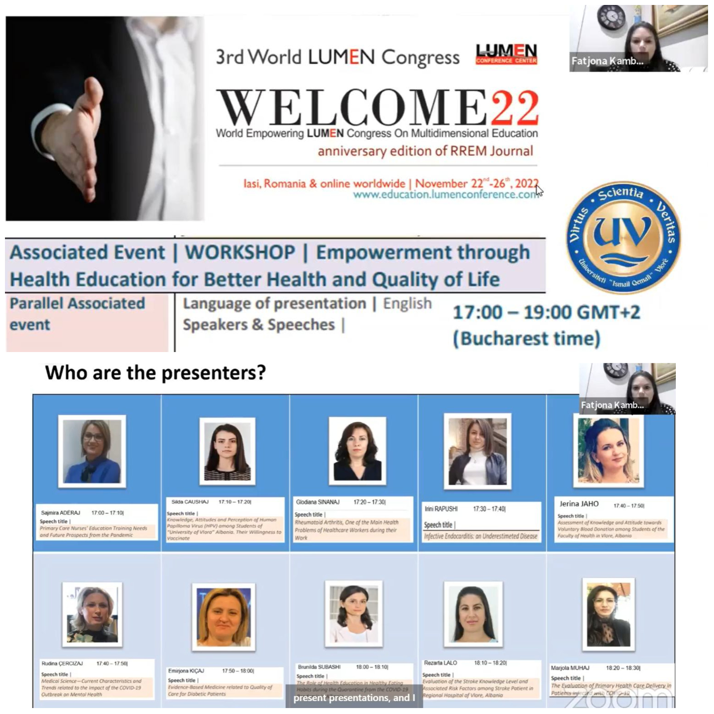 Workshop Ndërkombëtar në kuadër të World Empowering LUMEN Congress on Multidimensional Education